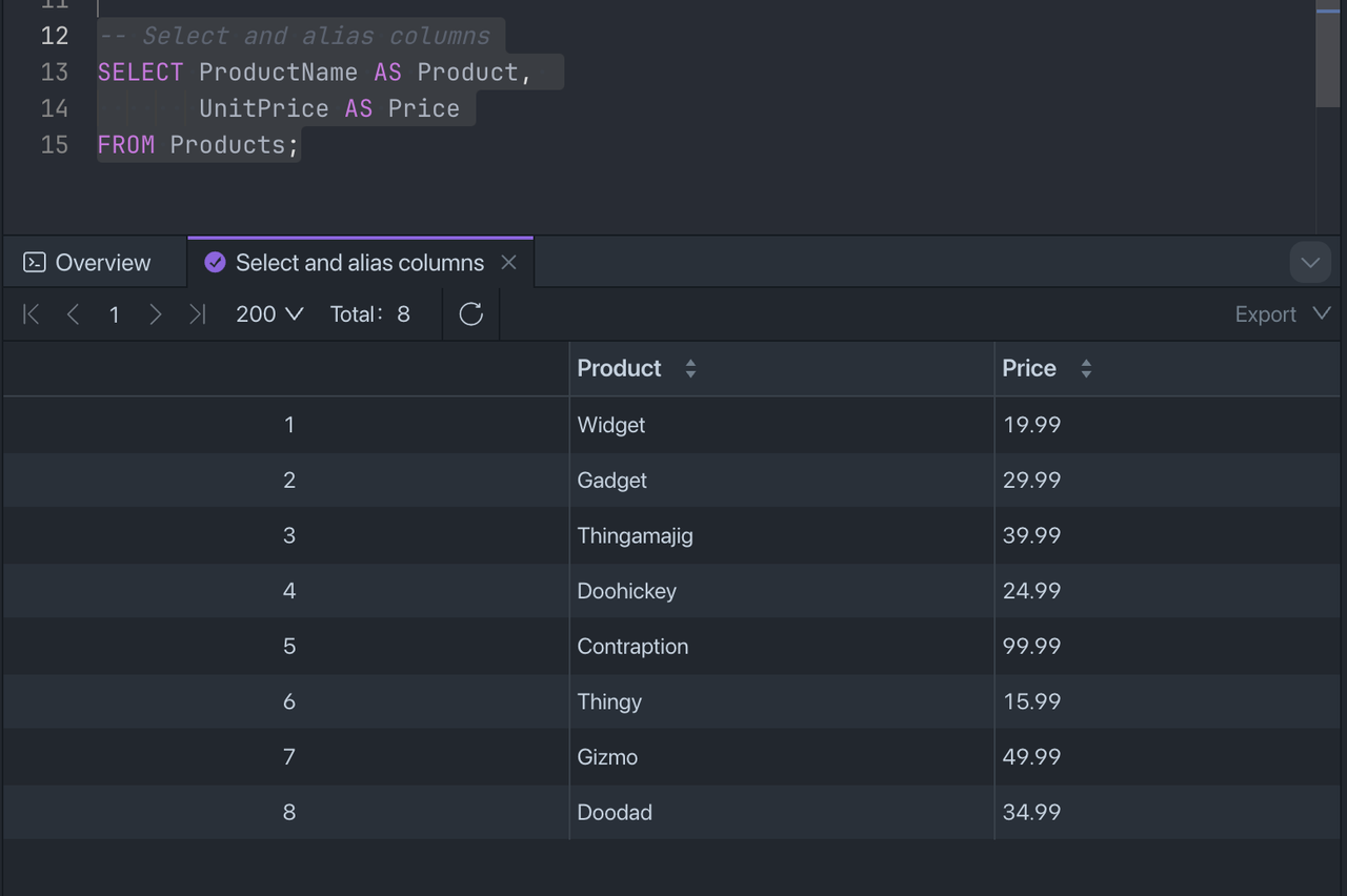 sql alias